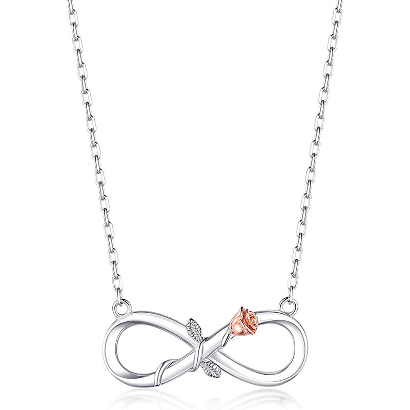S925 Silver 8-word Rose Necklace For Women