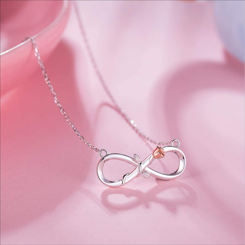 S925 Silver 8-word Rose Necklace For Women