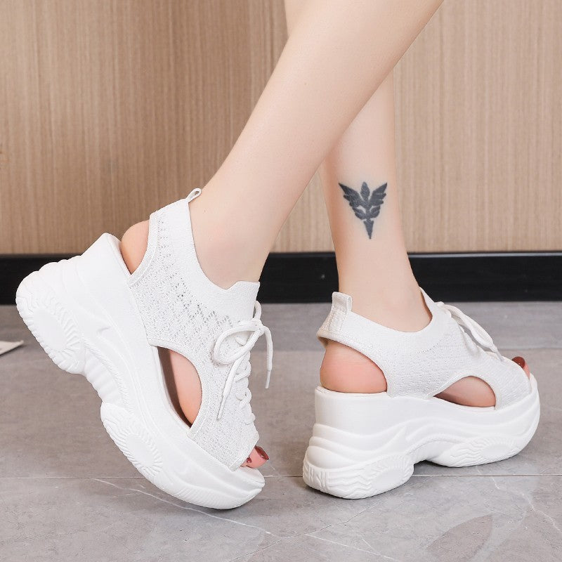 Women's Platform High-heeled Flyknit Wedge Platform Sports Sandals