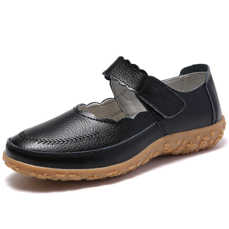 Casual Flat Hollowed Leather Shoes Round Toe Soft British Style Japanese Gommino