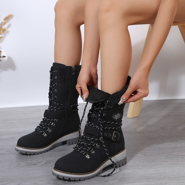 Plus Size Boots Women's Outer Wear Cloth Square Heel Side Zipper