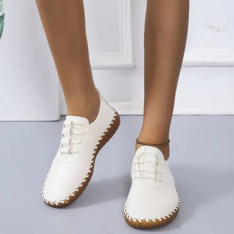 Beef Tendon Soft Bottom Mom Shoes Round Head Comfortable Slip-on Flat Shoes
