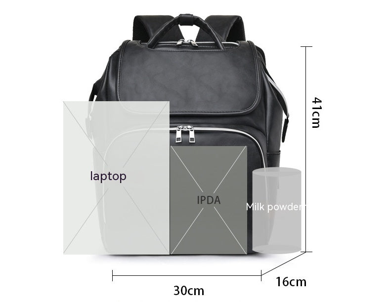 Leisure Crib Baby Diaper Bag Lightweight And Large Capacity Splash-proof Multi-purpose Shoulder Mummy Backpack