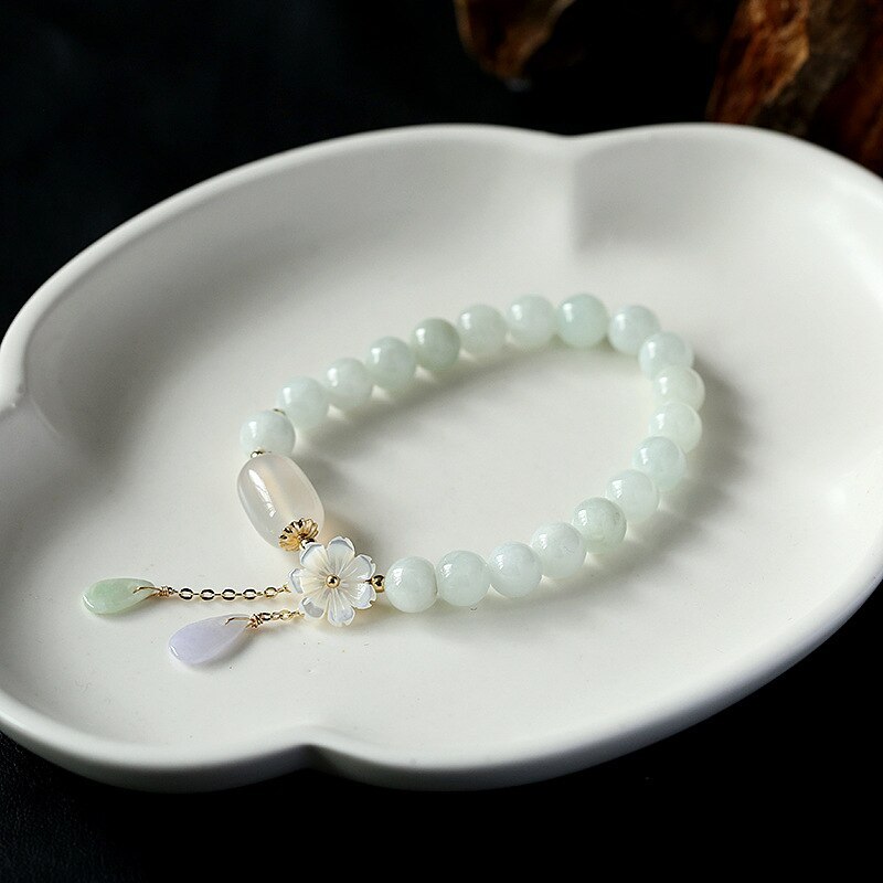 Shell flower jade water drop bracelet