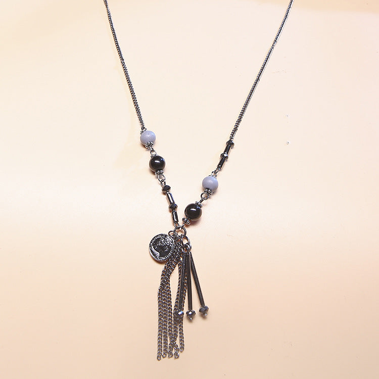 European And American Style Metal Tassel Pendant Necklace Environmentally Friendly Electroplating