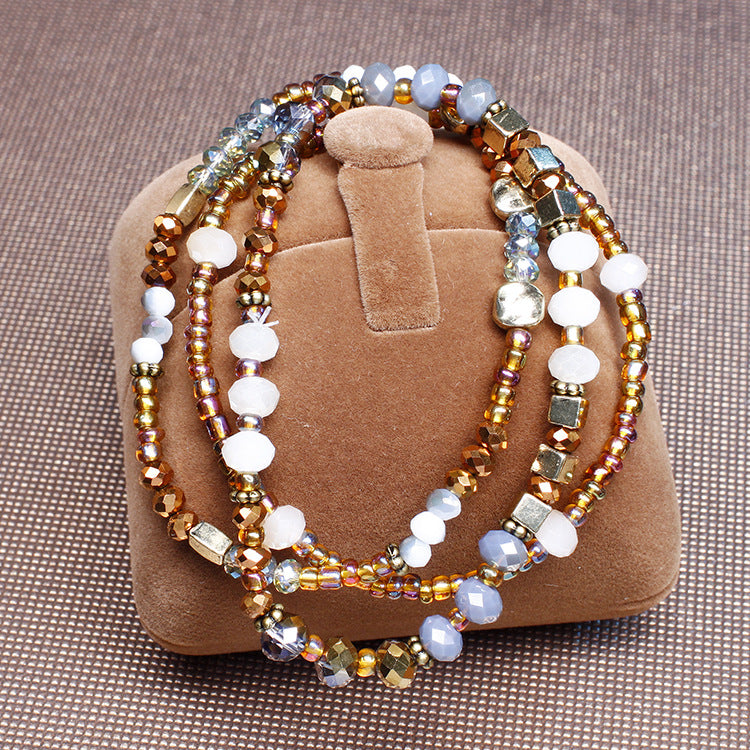 Micro Glass Bead Beaded Bracelet Suit Environmental Protection Material Multi-sided Cutting