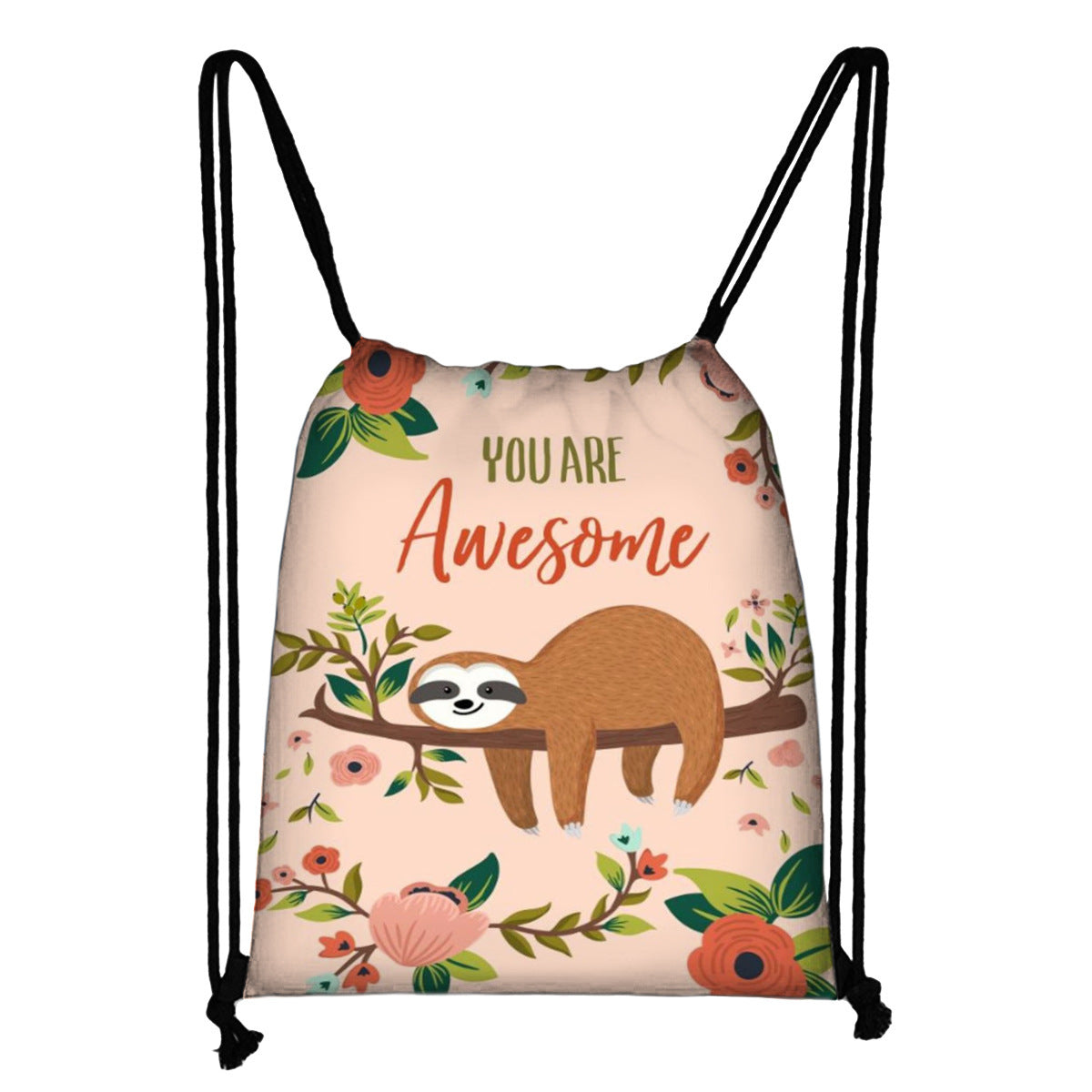 Drawstring Bag With Drawstring Mouth Polyester Backpack For Outdoor Use