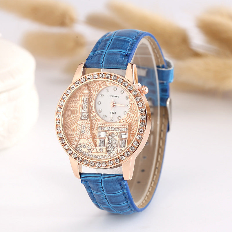 New Explosion Watch Eiffel Flags Embossed Exquisite Diamond Watch Wholesale 1892