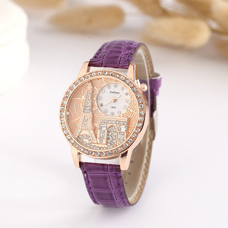New Explosion Watch Eiffel Flags Embossed Exquisite Diamond Watch Wholesale 1892