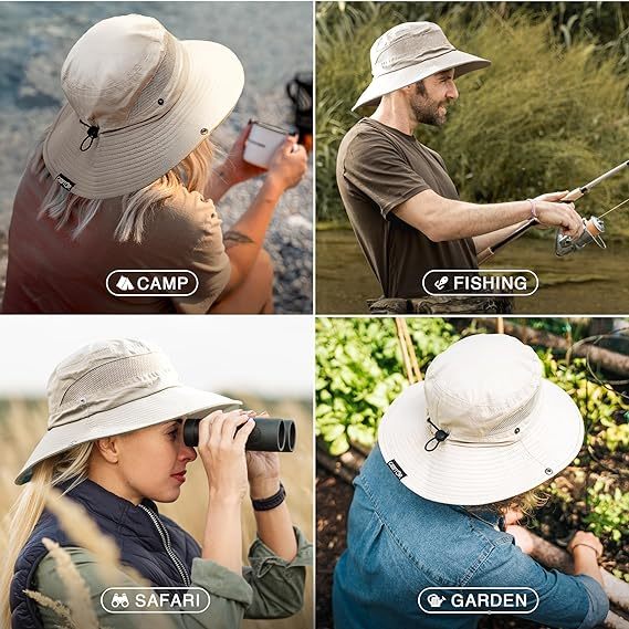 GearTOP Fishing Hat UPF 50  Wide Brim Sun Hat For Men And Women, Mens Bucket Hats With UV Protection For Hiking Beach Hats