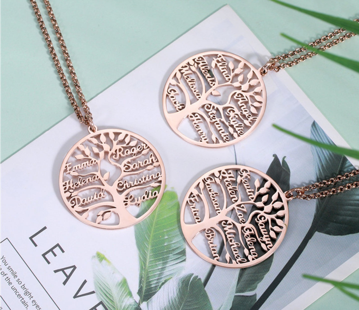 Family Tree Name Necklace Tree Of Life Stainless Steel Customised Necklace