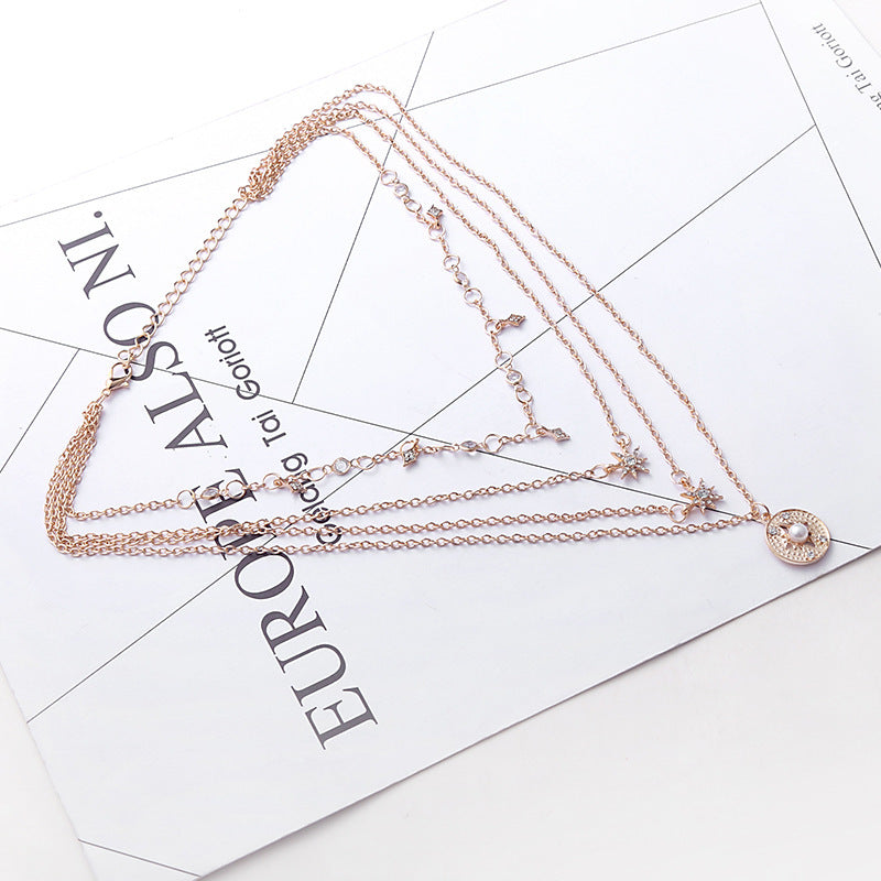 European And American Popular New Multi-layer Necklace Diamond