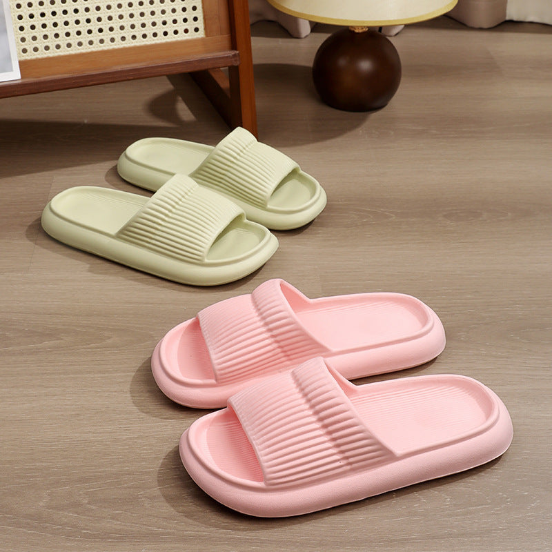 Solid Striped Design Home Slippers Women Men Fashion House Shoes Non-slip Floor Bathroom Slippers For Couple
