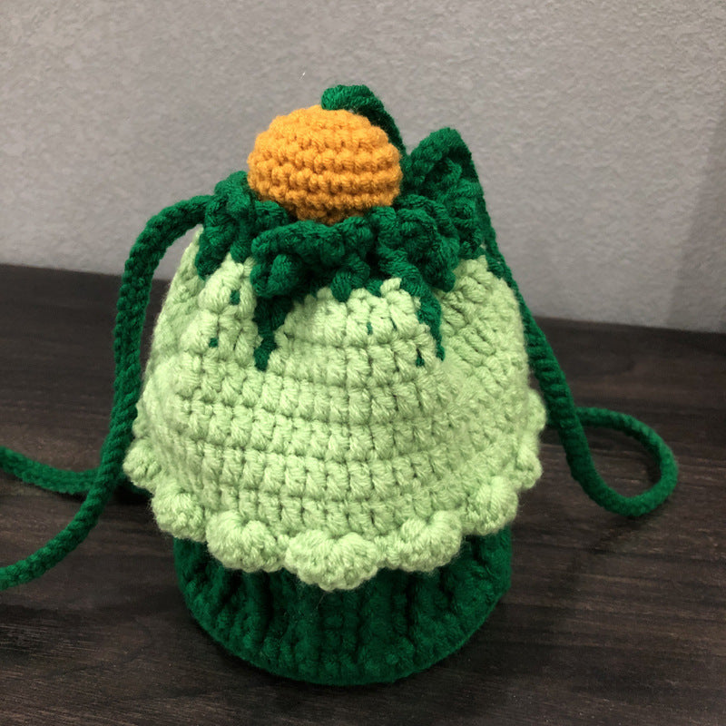 Hand Knitted Bags In Shape Of A Cake Crossbody Wool Coin Pocket