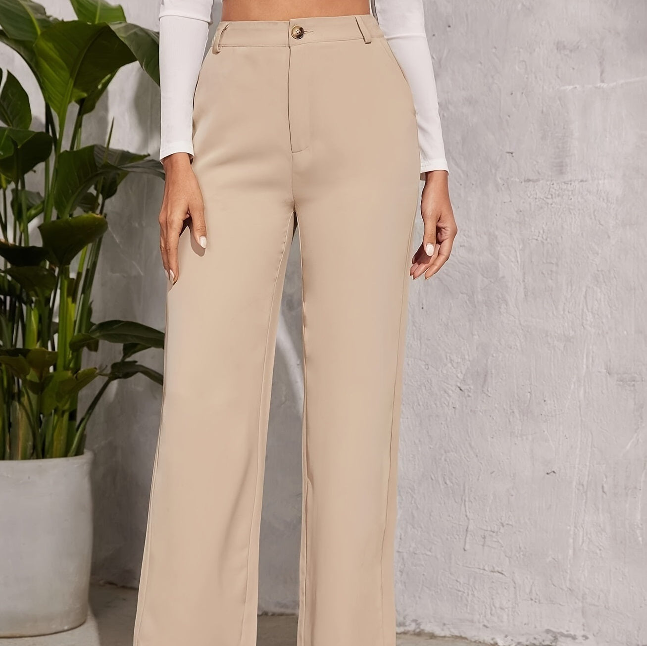 Wide Leg Draping Effect Commuter Loose Trousers