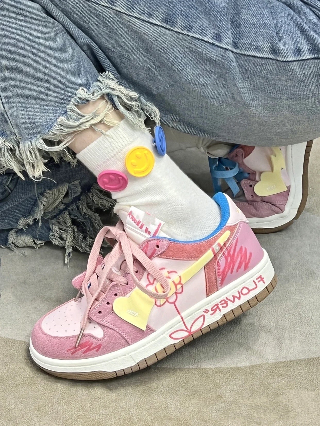 Japanese Soft Girl Doodle Hand Drawn Sneakers
