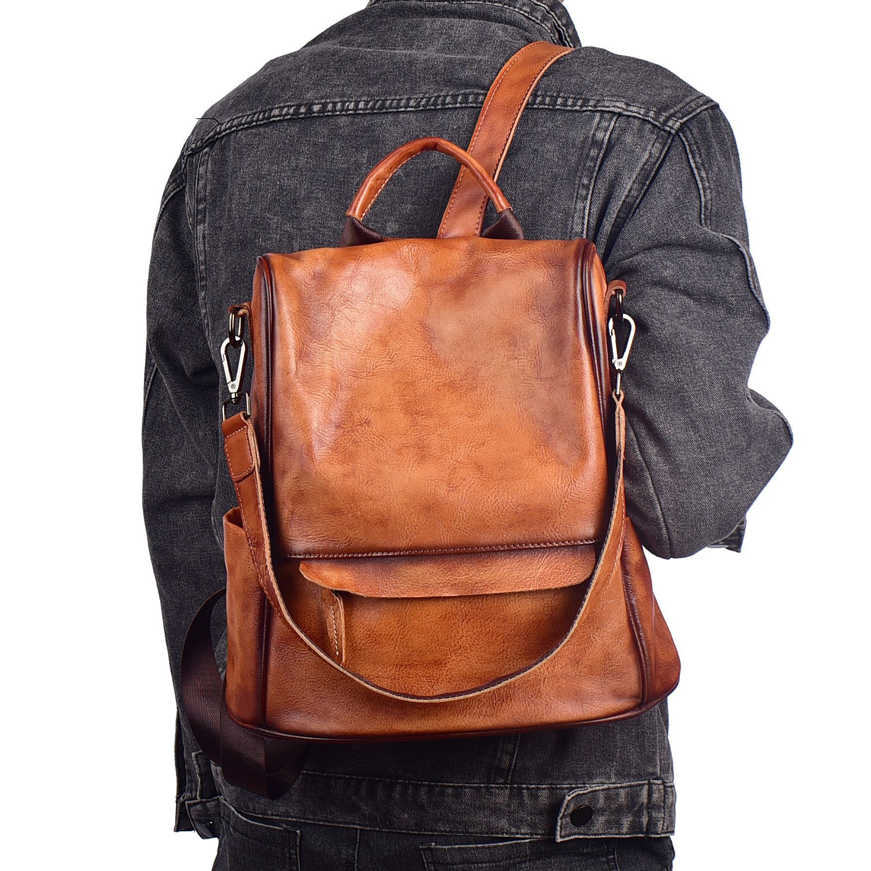 Genuine Leather Anti Theft Backpack Cowhide Large Capacity Ladies Travel Luxury Bags