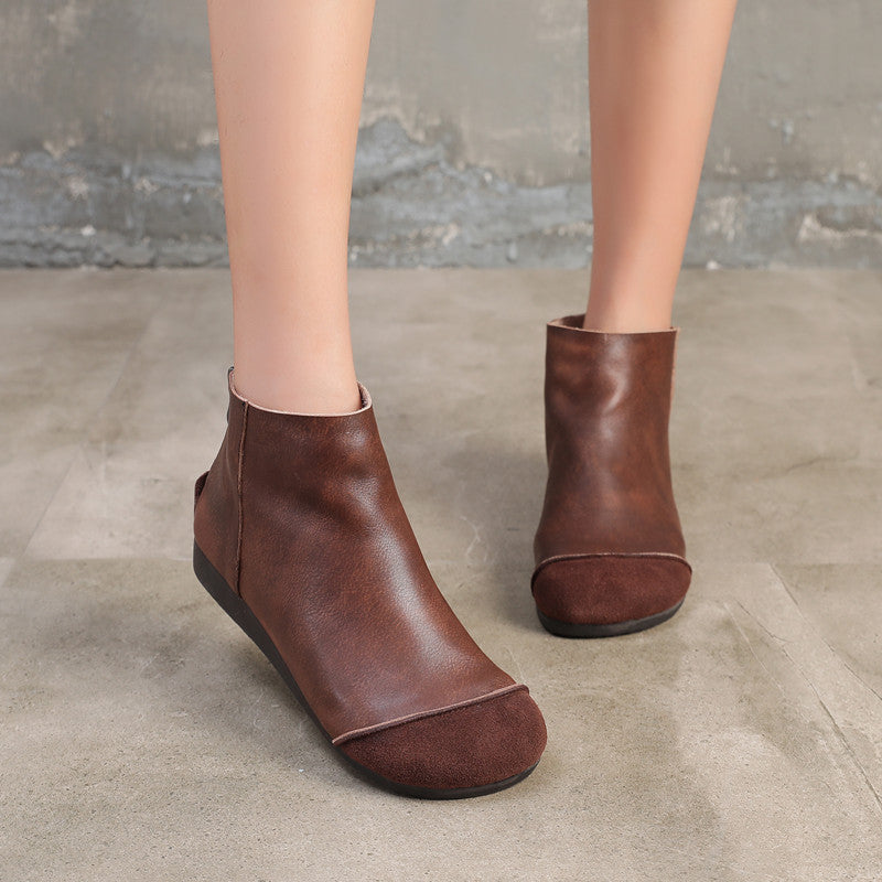 Industrial Retro Cotton Leprosy Flat Bottom Casual Cowhide Single Boots