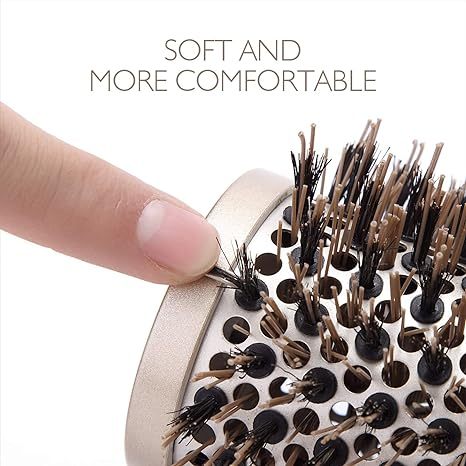 Round Brush SUPRENT Round Brush With Natural Boar Bristles,Nano Thermic Ceramic Coating & Ionic Roller Hairbrush For Blow Drying, Curling&St
