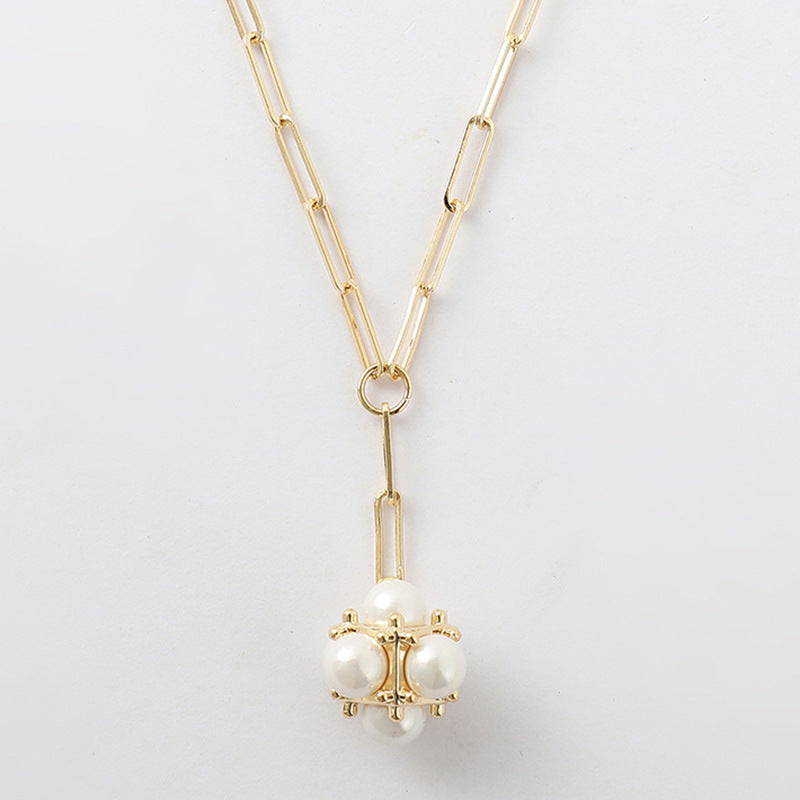 Metal pearl necklace necklace female trend
