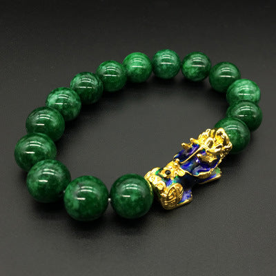 Thermochromic 12mm Green Chalcedony Warm Color Mascot Bracelet