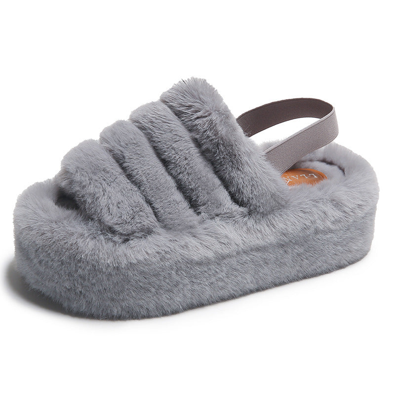 Women's Fashion Outerwear Warm Muffin Thick-soled Cotton Slippers