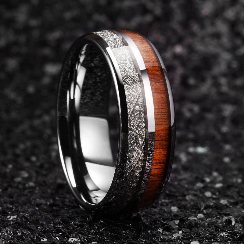 Men's 8mm Double Slot Patch Stainless Steel Ring