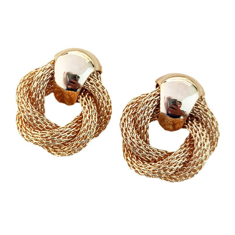 18K Real Gold Plating Classic Style Medieval Vintage Camellia Modeling All-match Fashion Earrings