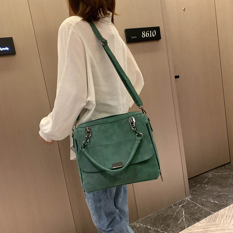 Matte Women  Scrub Female Shoulder Bags Large Capacity Matcha Green PU Leather Lady Totes Boston Bag for Travel Hand Bags