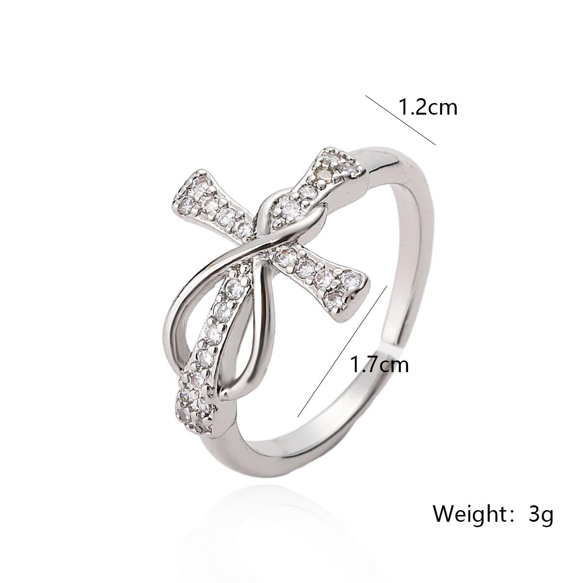 Simple Copper Plating Ring Female Cross