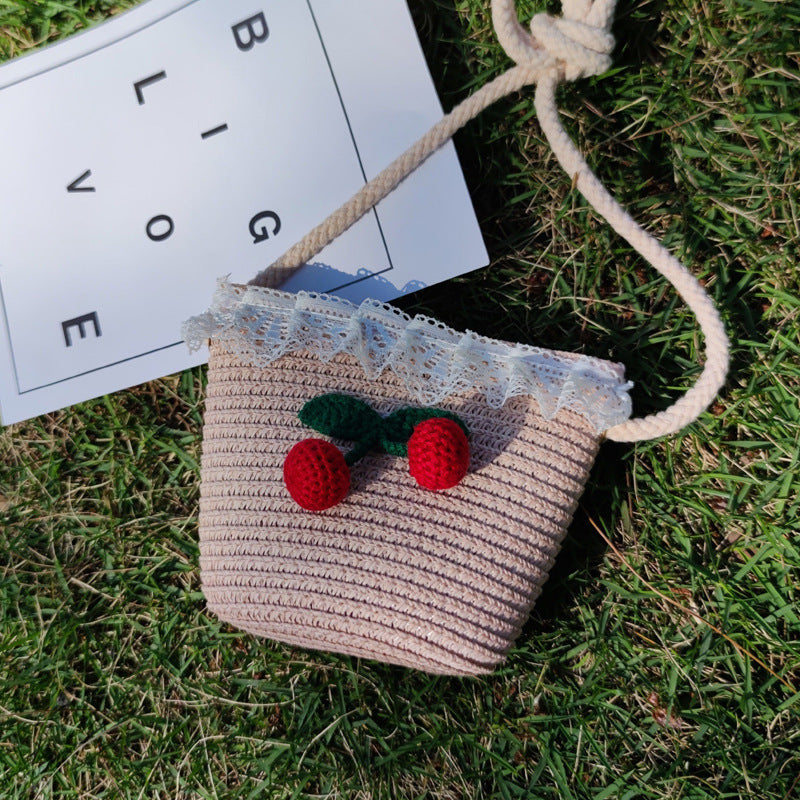 Grass Woven Bag For Children's Cute Crossbody