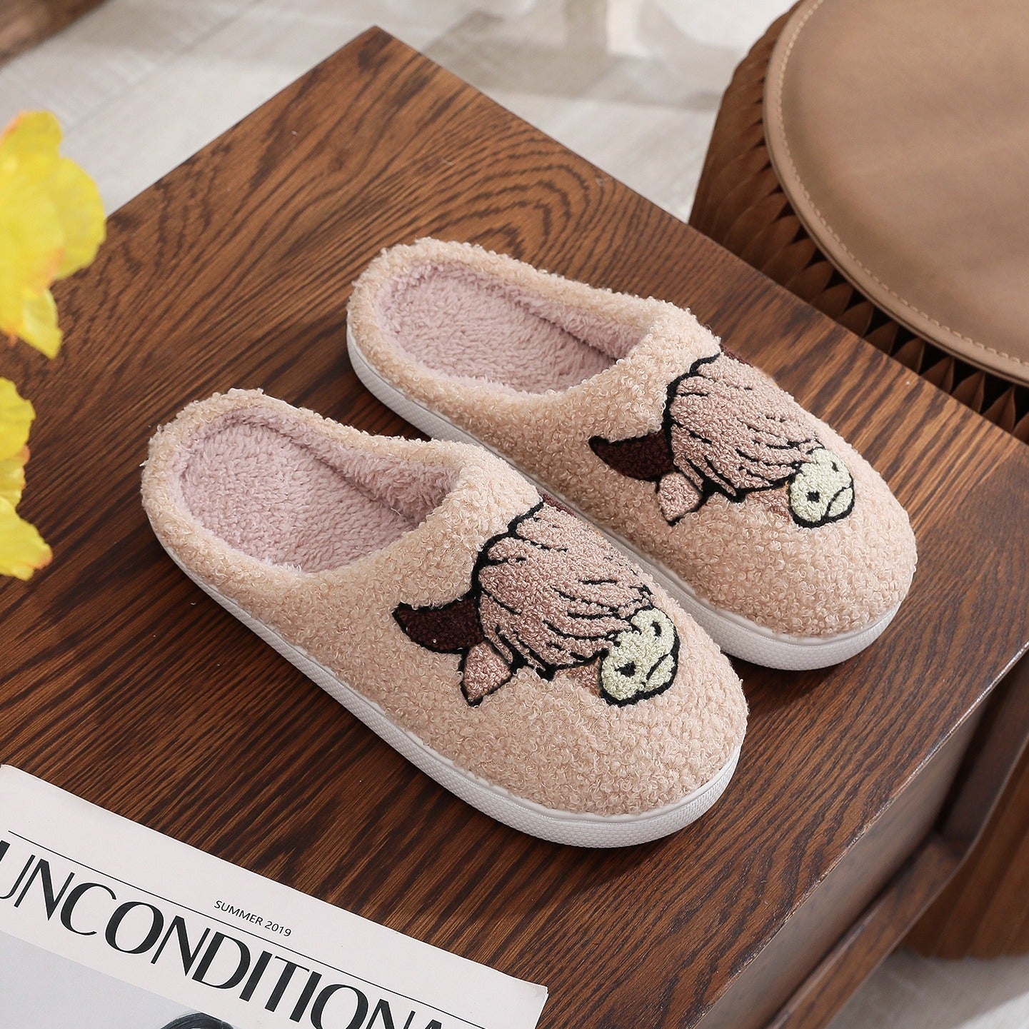 Christmas Hot-selling Highland Cow Printing Cotton Slippers