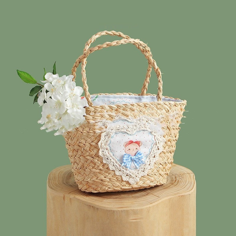 Spring And Summer Hand-woven Raffia Cartoon Vegetable Basket