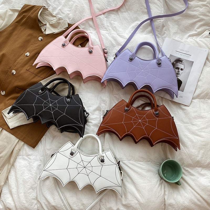 Halloween Spider Web Shape Shoulder Bags Personality Batgirl Tide Pu Handbags Fashoin Messenger Crossbody Bag