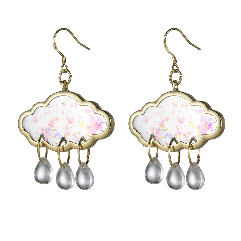 Colorful Clouds Raindrops Jewelry Earrings