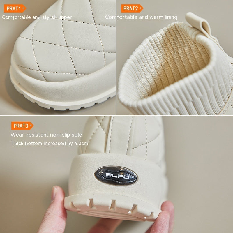 Fleece-lined High-top Snow Boots Female Student Ins Tide Korean Warm Casual Cotton-padded Shoes