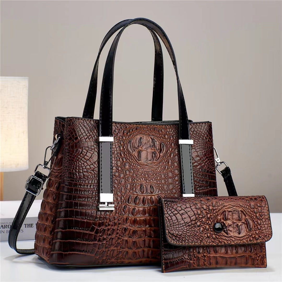 Women's Fashion Crocodile Pattern Large Capacity Combination Bags