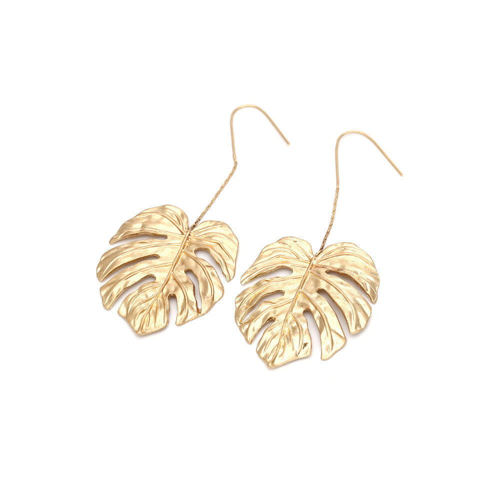 Hollow Metal Leaf Female Earrings