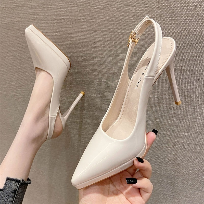 Pointed-toe Stiletto Shoes Sexy Super High Heel Toe Cap Slingback Sandals