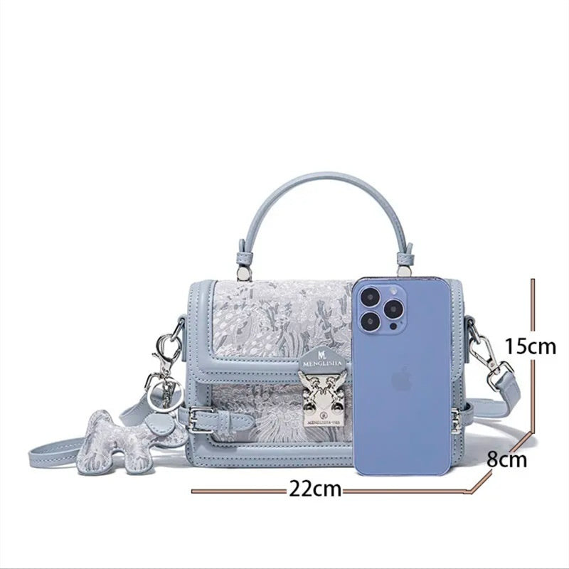High-grade Lock Embroidered Square Versatile Fashion Shoulder Messenger Bag
