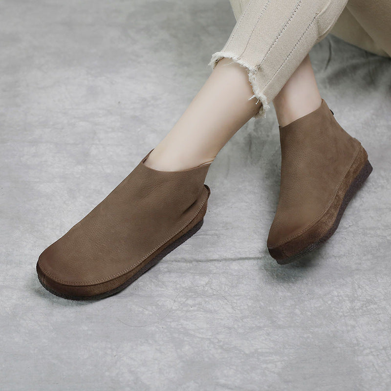 Leather Short Boots Women's Slimming