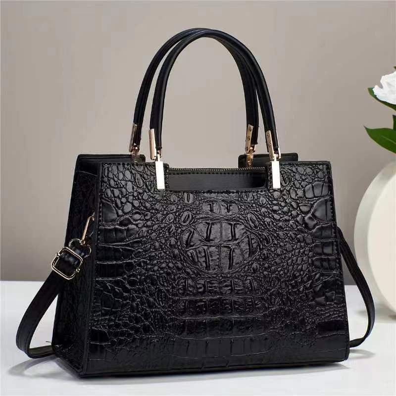 Women's Fashion Casual Crocodile Pattern Large Capacity Handbag