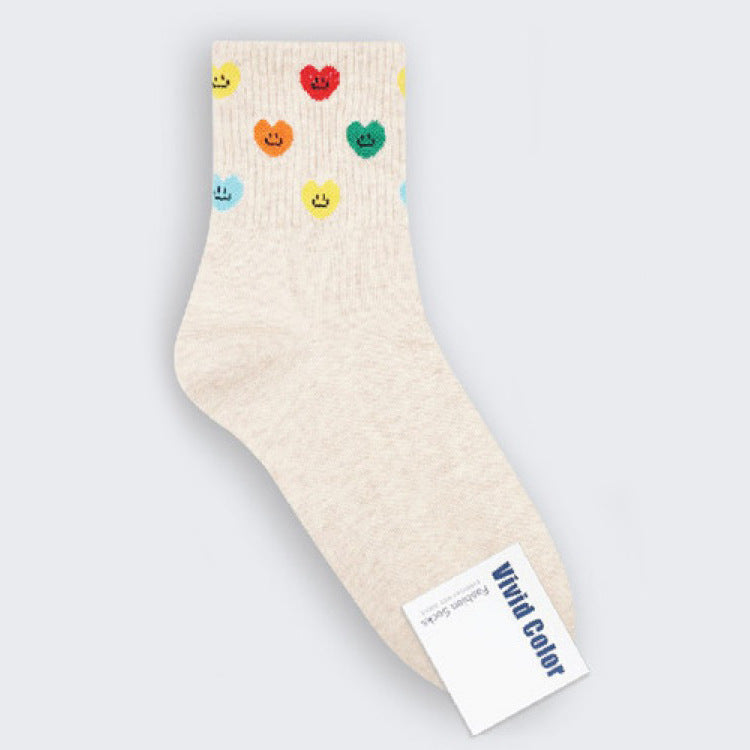 New color love women's lovely medium tube socks