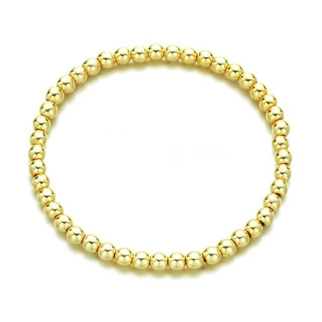 18k Plated Golden Balls Hematite Beaded Bracelet