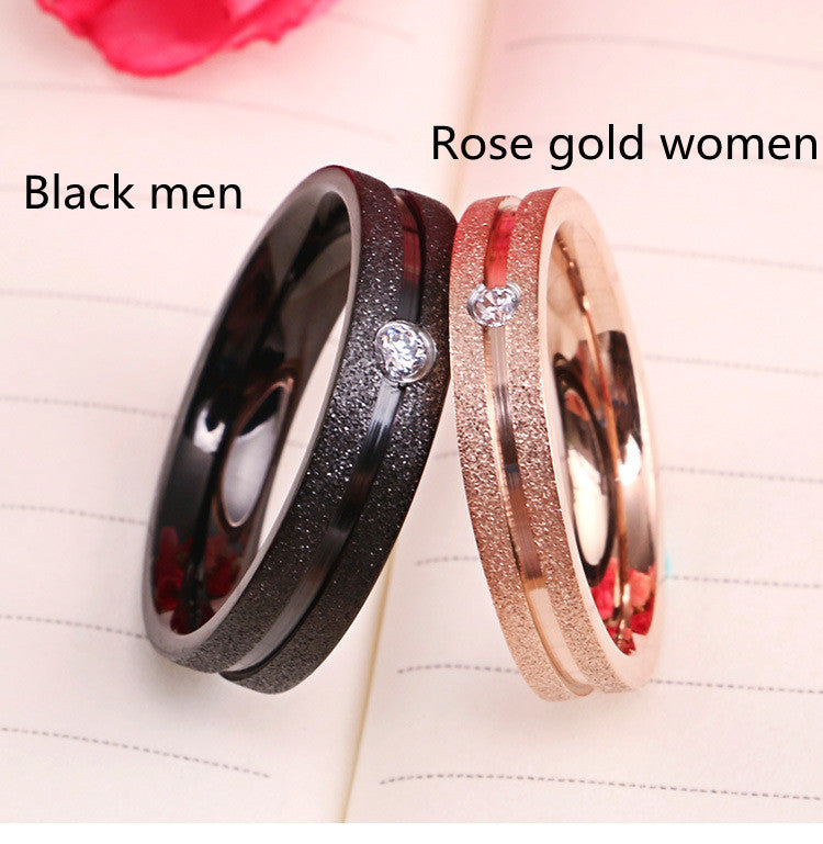 Couple Rings Japanese And Korean Style Rose Gold And Black Rings