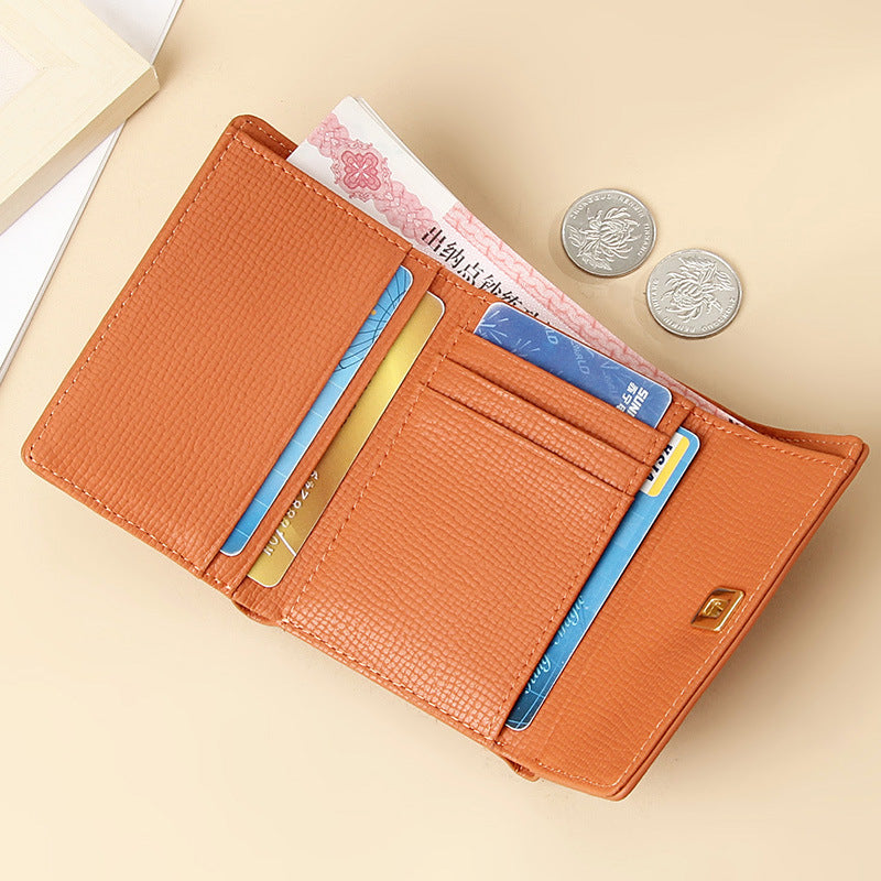Women's High Sense Niche 70 Off Short Style Multiple Card Slots Multi-functional Leather Wallet