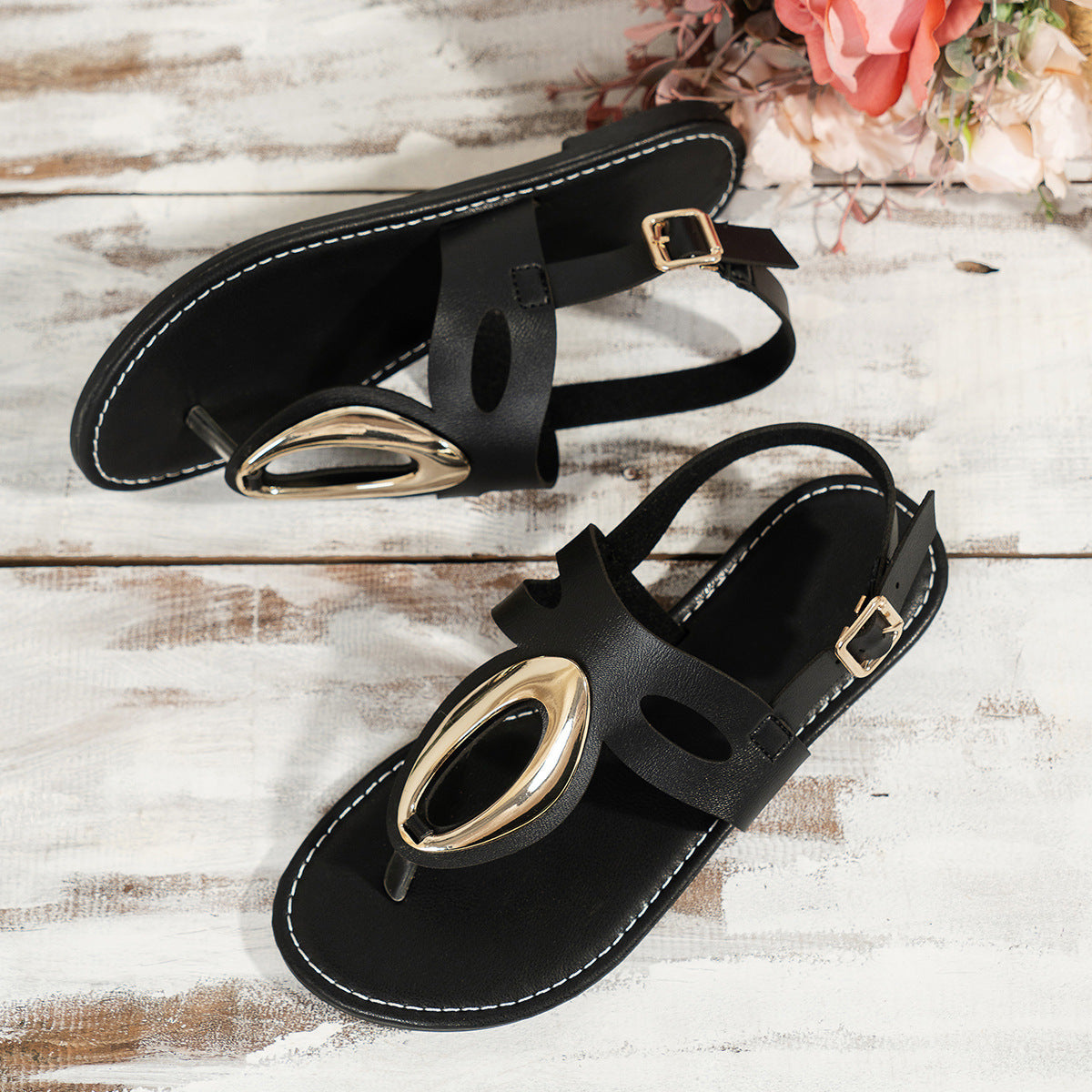 All-match Metal Buckle Casual Sandals For Women