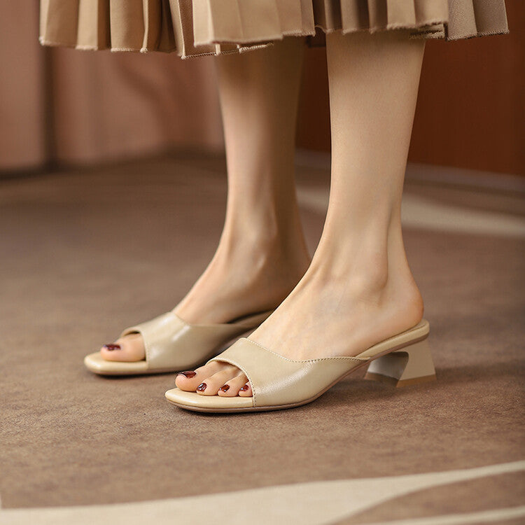 French Retro Chunky Heel Open Toe Sandals Women