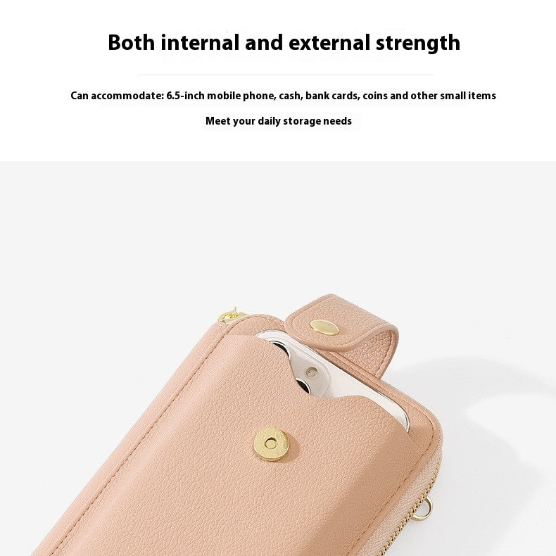 Korean Style Advanced Simple Large Capacity Vertical Creative Mobile Phone Bag Women's Pu Purse