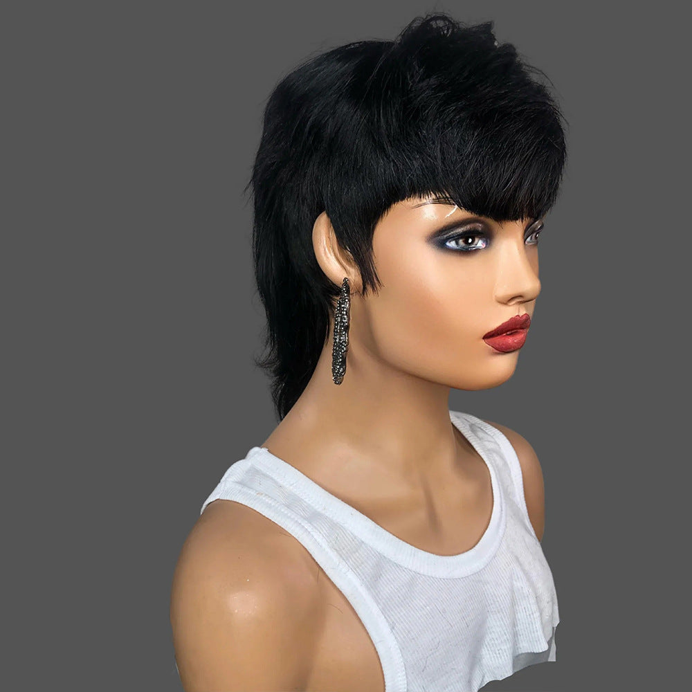Full Machine Made Wig With Bangs Human Hair Wigs